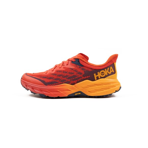 Hoka One One Men's Red Fiesta Radiant Yellow Speedgoat 5 Trail Running Sz 11.5D